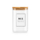SQUARE BOROSILICATE JAR BAMBOO LID RICE 1,2L