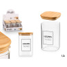 SQUARE BOROSILICATE JAR BAMBOO LID LEGUMES 1,2L