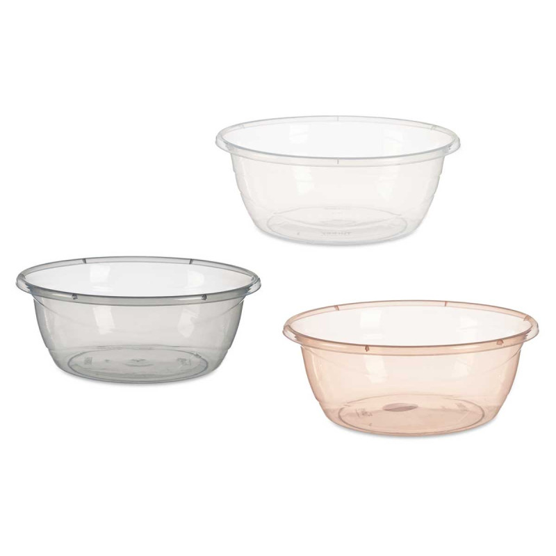 SET 3 TRANSPARENT PLASTIC BASIN 10L