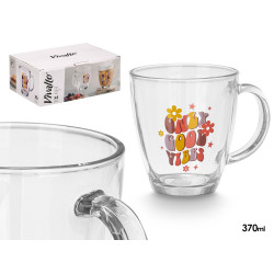 CANECA VIDRO GOOD VIBES 370ML