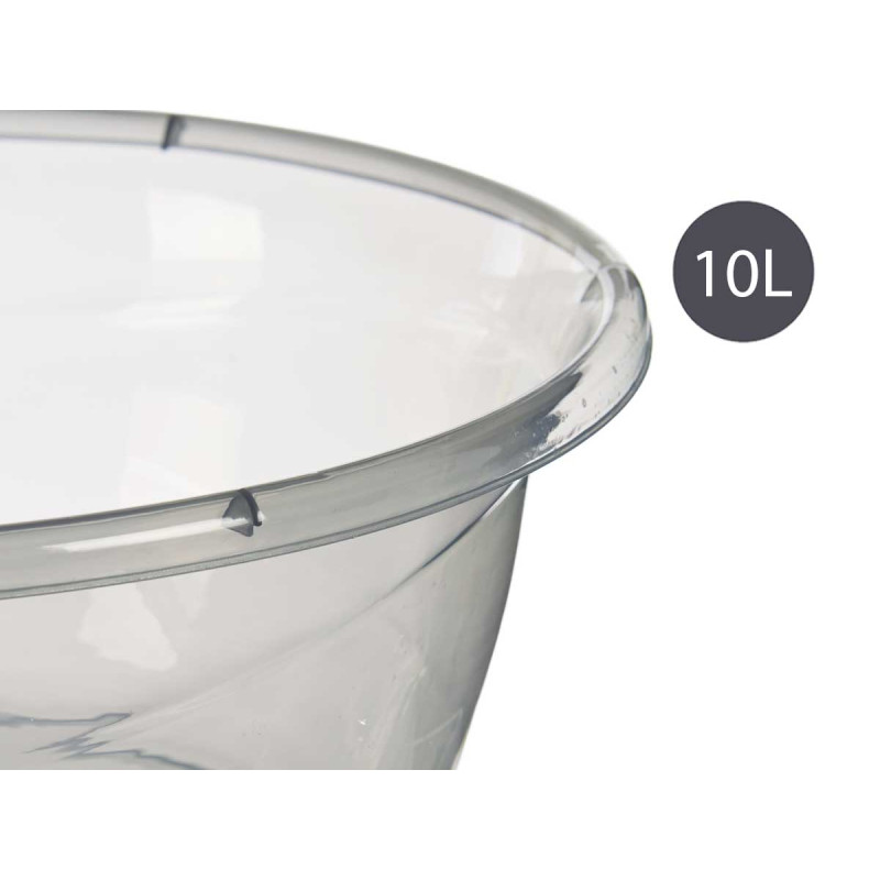 SET 3 TRANSPARENT PLASTIC BASIN 10L