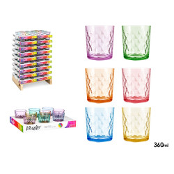 360ML DIAMOND GLASS TUMBLER ASSORTED 6 COL DISPLAY