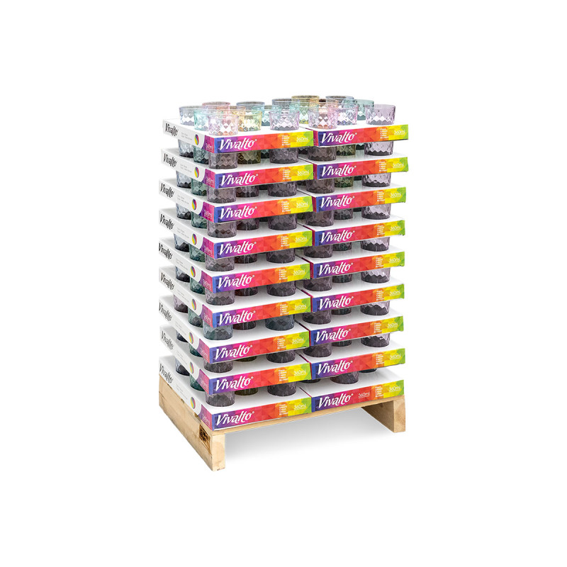 360ML DIAMOND GLASS TUMBLER ASSORTED 6 COL DISPLAY