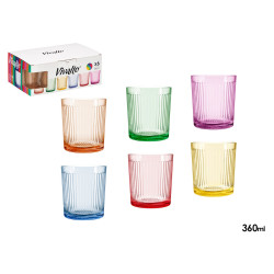 360ML STRIPES GLASS TUMBLER ASSORTED 6 COL