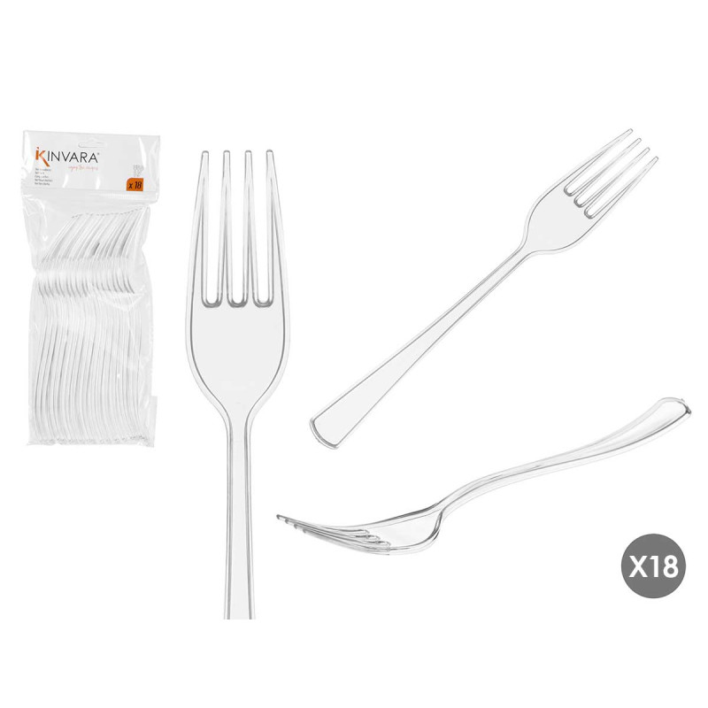 CONJ 18 GARFOS EM PLASTICO TRANSPARENTE