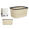 CREAM RATTAN PLASTIC LAUNDRY BASKET 36L