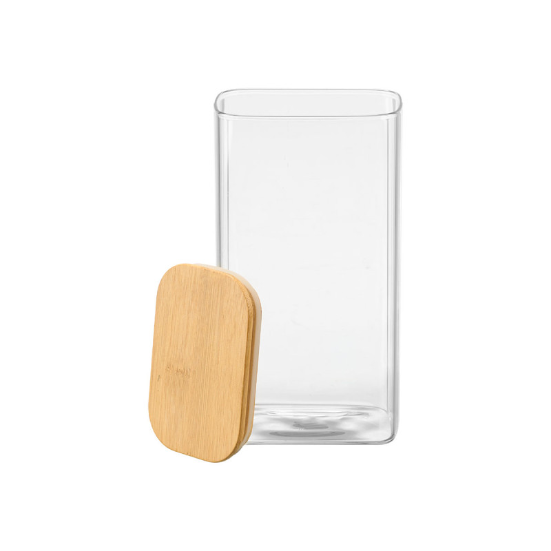 1,8L RECTANGULAR BOROSILICATE JAR BAMBOO LID