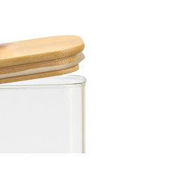 BARATTOLO RETTANGOLAR BOROSILICAT 1,8L TAPPO BAMBU