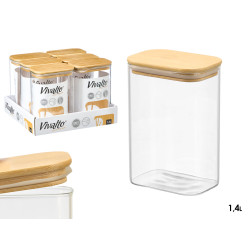 POT RECT BOROSILICATE 1,4L COUVERCLE BAMBOU