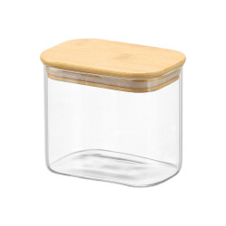 TARRO RECTANGULAR BOROSILICATO 800ML TAPA BAMBU