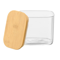 BARATTOLO RETTANGOLA BOROSILICAT 800ML TAPPO BAMBU