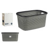 GREY RATTAN PLASTIC LAUNDRY BASKET 36L