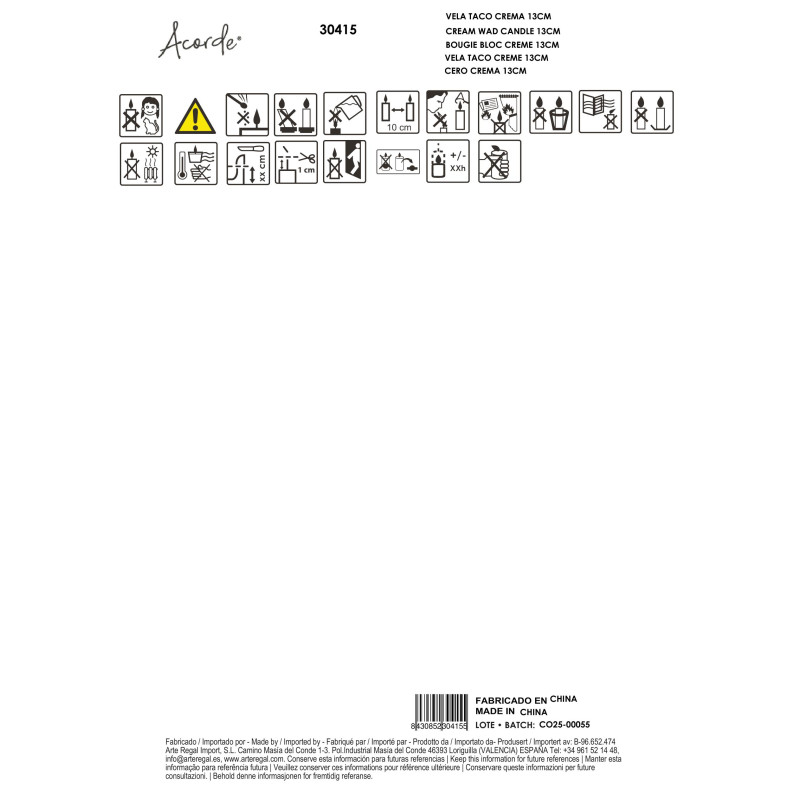 VELA TACO CREME 13CM