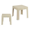MESA PLASTICO RATTAN QUADRADA CREME