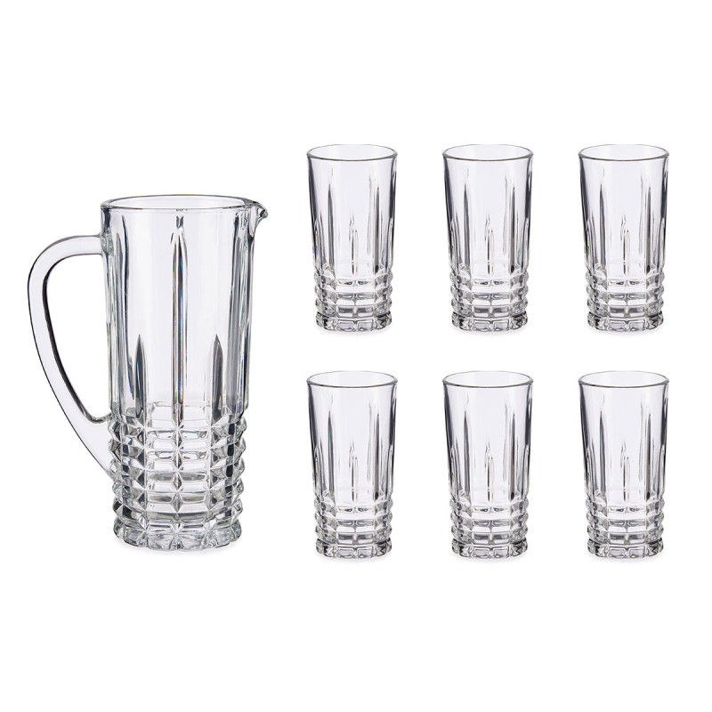 SET JUG 1L AND 6 GLASSES WATER STRIPES 250ML