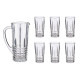 SET JUG 1L AND 6 GLASSES WATER STRIPES 250ML