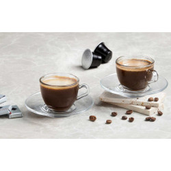 GLASS COFFEE MUG AND SAUCER 85ML 