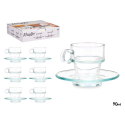 TAZZA VETRO CAFFÈ 100ML C PIATTINO