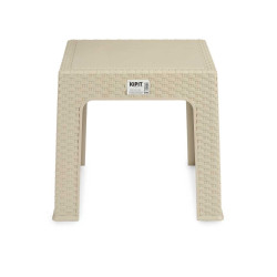 TAVOLO PLASTICA RATTAN QUADRATO CREMA