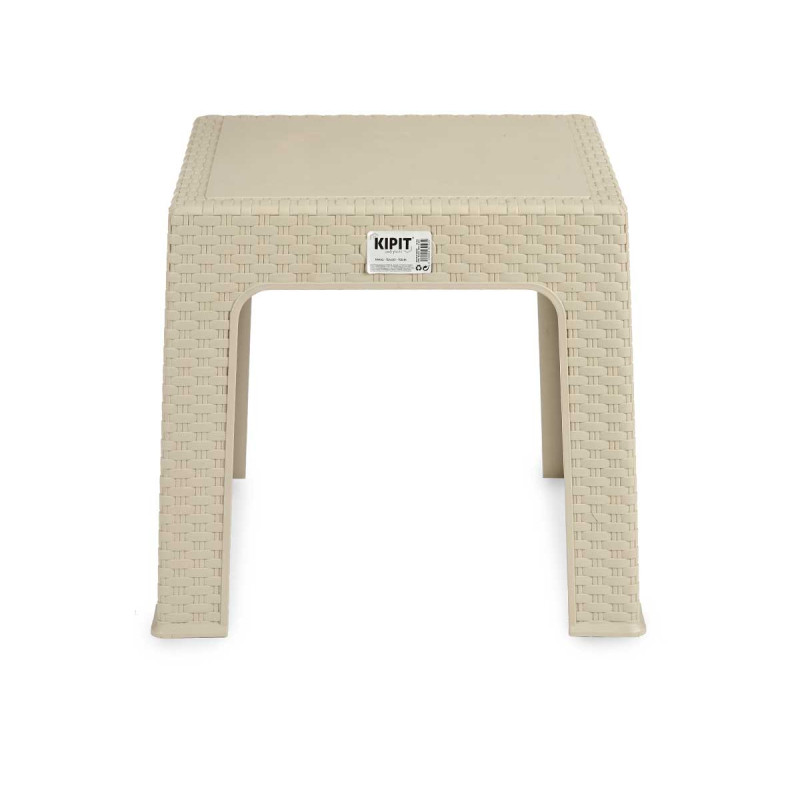TAVOLO PLASTICA RATTAN QUADRATO CREMA