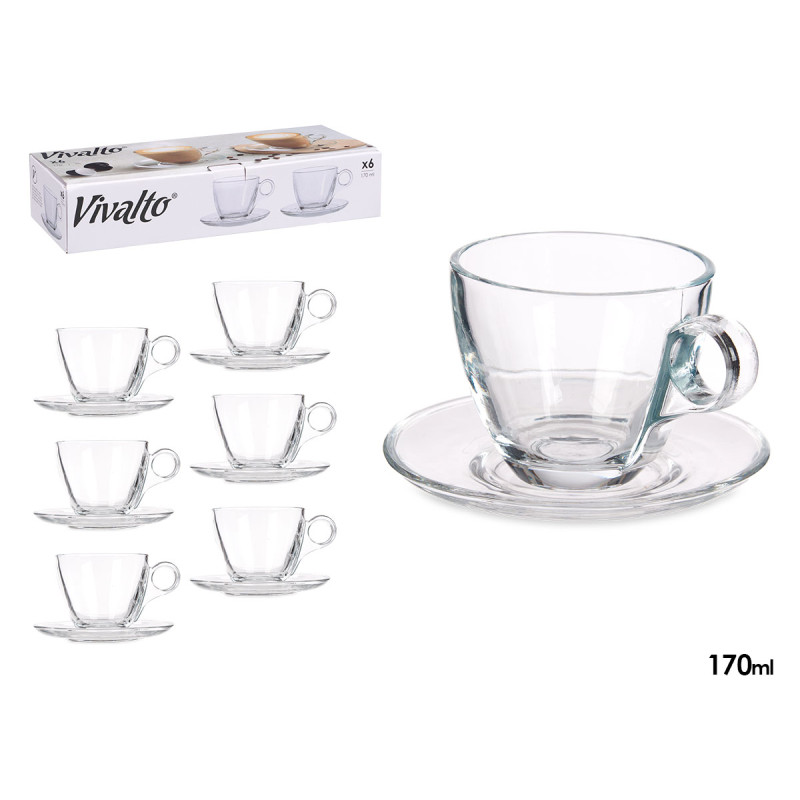 TAZA VIDRIO CAFE 170ML CON PLATO