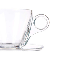 GLASS COFFEE MUG AND SAUCER 170ML 