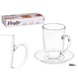 GLASS COFFEE MILK  MUG AND SAUCER 200ML 
