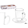 GLASS COFFEE MILK  MUG AND SAUCER 200ML 