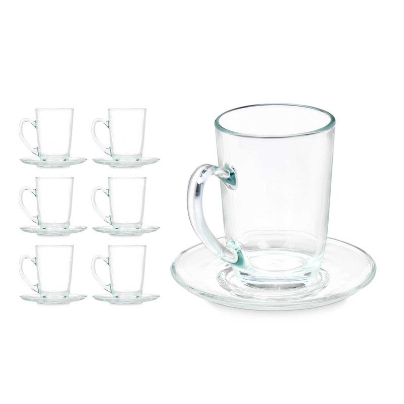 TAZA VIDRIO CAFE CON LECHE 200ML CON PLATO
