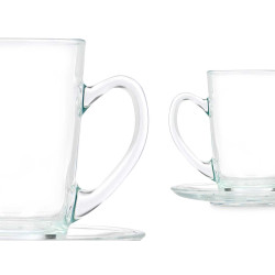 GLASS COFFEE MILK  MUG AND SAUCER 200ML 
