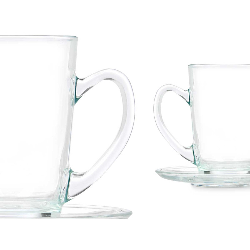 GLASS COFFEE MILK  MUG AND SAUCER 200ML 