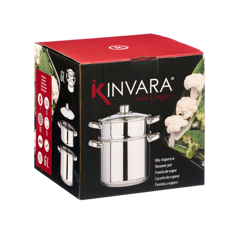 PENTOLA E VAPORIERA ACCIAIO 6L