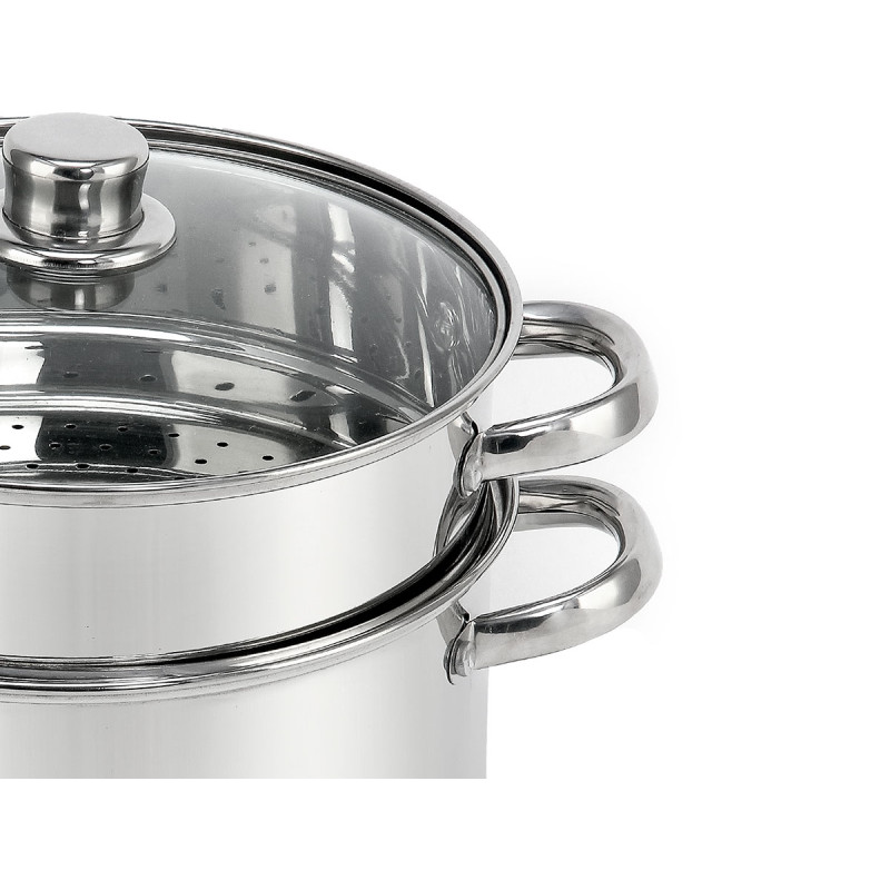 PENTOLA E VAPORIERA ACCIAIO 6L