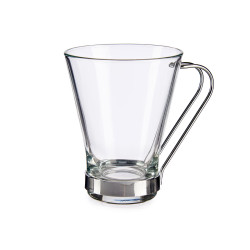 TASSE VERRE POIGNÉE MÉTAL 200 ML CAFÉ AU LAIT 