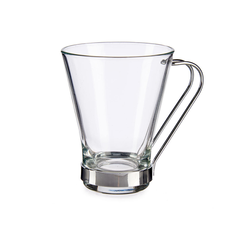 TASSE VERRE POIGNÉE MÉTAL 200 ML CAFÉ AU LAIT 