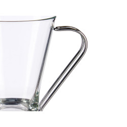 TAZZA IN VETRO C MANICO METALLO 200 ML CAFFELATTE