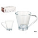 TAZA VIDRIO CON ASA METAL 140 ML CORTADO