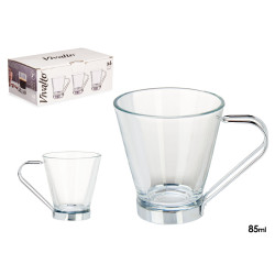 GLASS MUG WITH METAL HANDLE 85 ML COFFEE