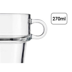 TAZZA IN VETRO IMPILABILE 270 ML CON MANICO