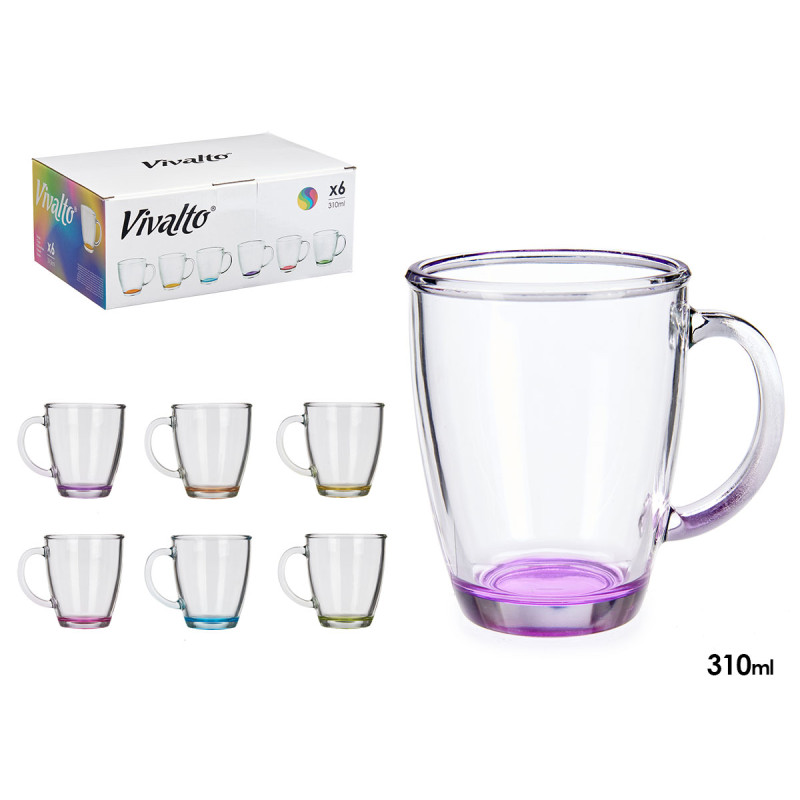 GLASS MUG BREAKFAST COLOR 310ML WITH HANDLE