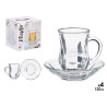 SET 4 TAZAS VIDRIO CON PLATO LISO 125ML