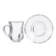 SET 4 TASSES VERRE AVEC ASSIETTE LISSE 125ML