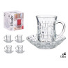SET 4 WICKER SHAPED GLASS MUGS WITH PLATE 125ML