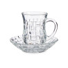 SET 4 WICKER SHAPED GLASS MUGS WITH PLATE 125ML