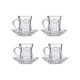 SET 4 WICKER SHAPED GLASS MUGS WITH PLATE 125ML