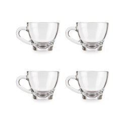 SET 4 GLASS COFFEE CUPS WITH HANDLE 80ML