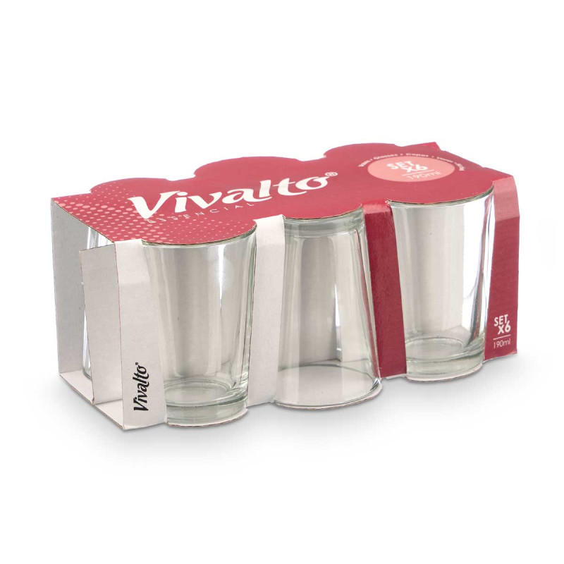 SET 6 VERRES LISSES 190ML