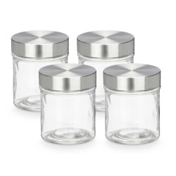 CONJ 4 FRASCOS REDONDOS TAMPA AÇO 300ML