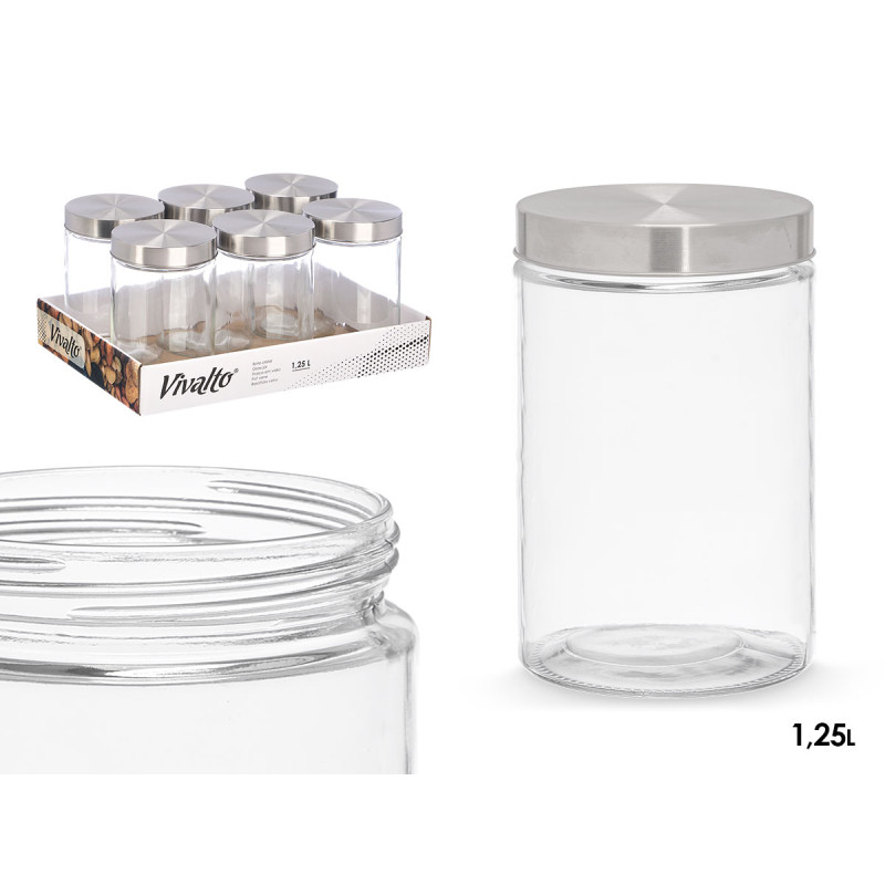 POT EN VERRE COUVERCLE EN ACIER 1,25L