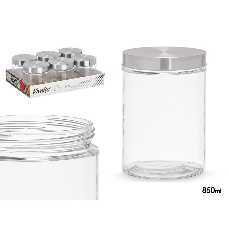 GLASS JAR STEEL LID 850ML